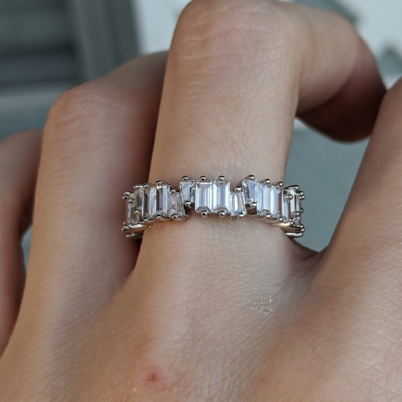 🆕S925-White Sapphire & White CZ Eternity Ring 8 - Picture 11 of 12